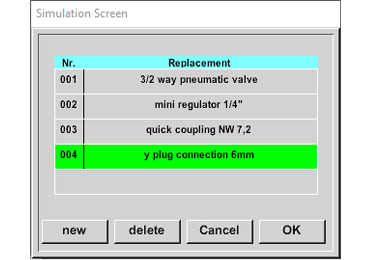 User interface - integrated spare part management functionality