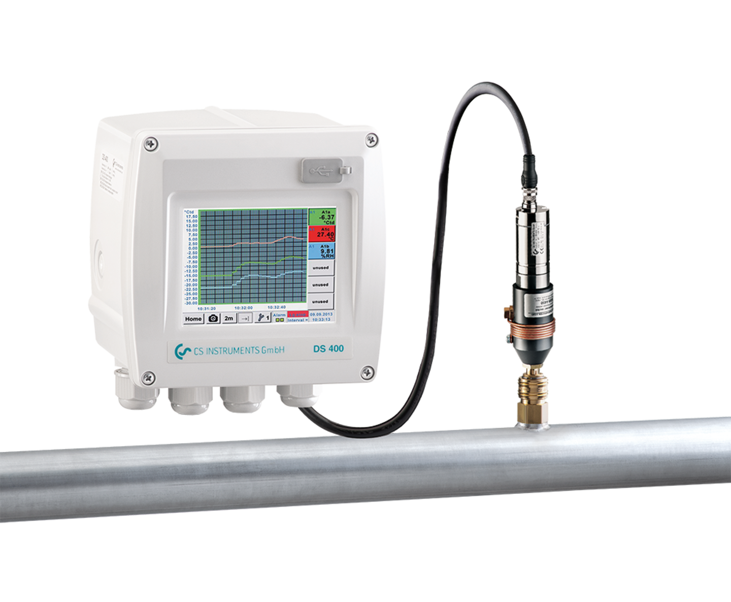 Stationary dew point measurement in compressed air systems with DS 400 - dew point set